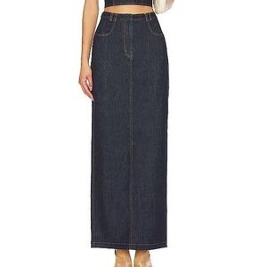 AMANDA UPRICHARD Dark Wash Denim Maxi Skirt With Slit Size L